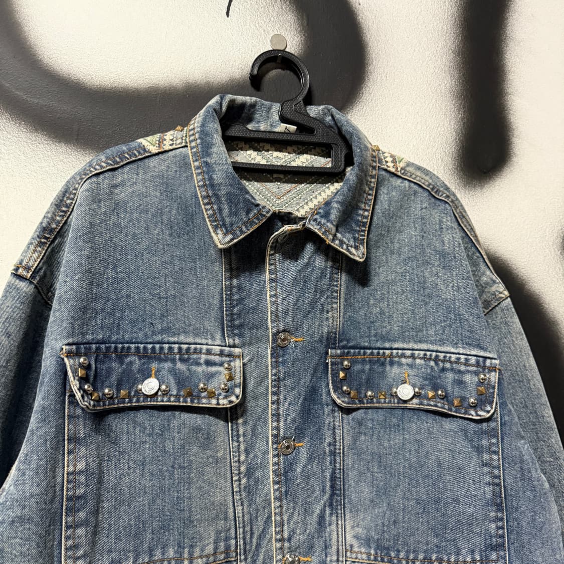 VTG 빈티지 에스닉 웨스턴 스톤 찡 , 프린지 데님 자켓 상품이미지3