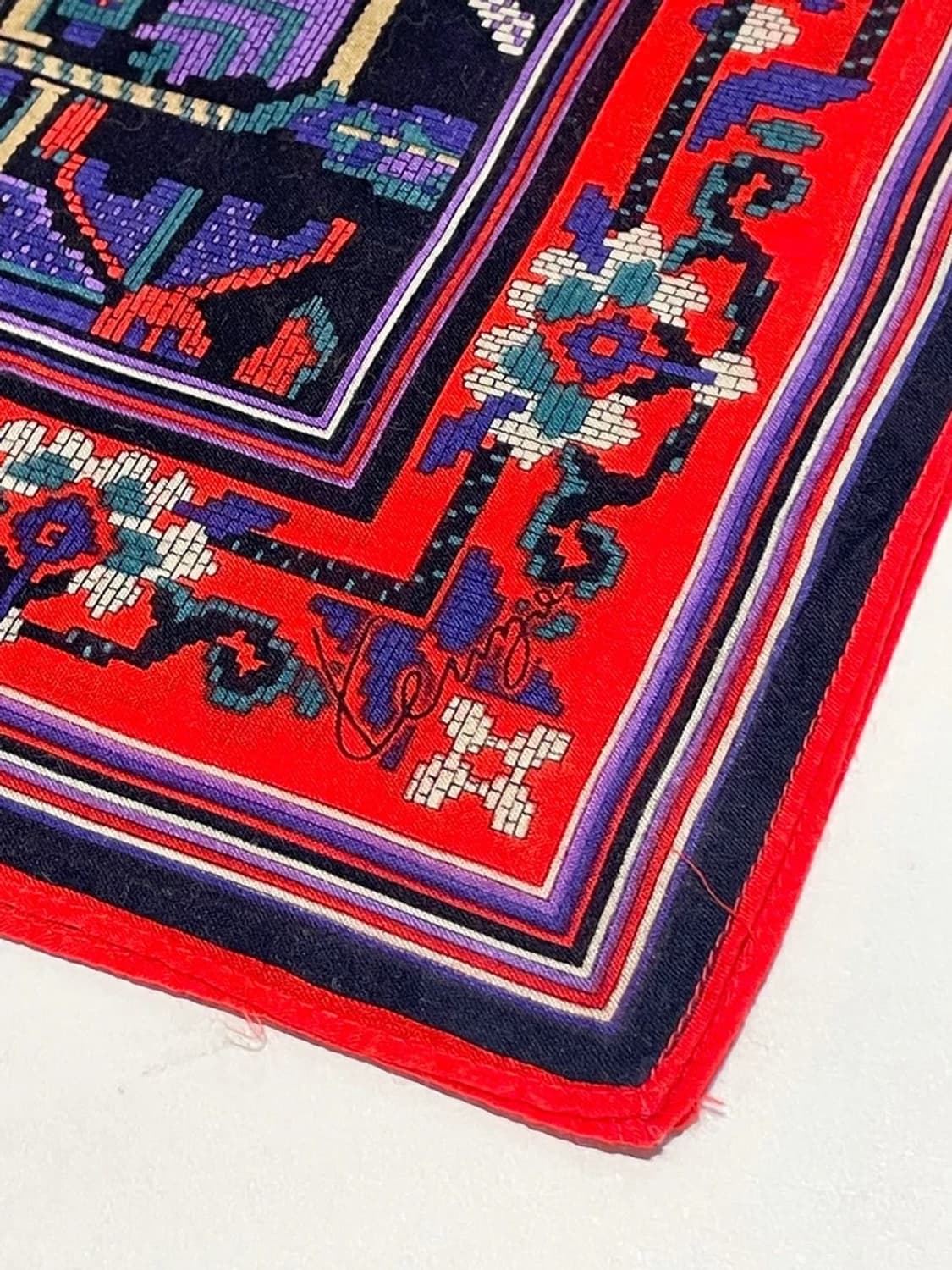 겐조 00s 재팬 에스닉 플라워 패턴 쁘띠 손수건 A1464 상품이미지4