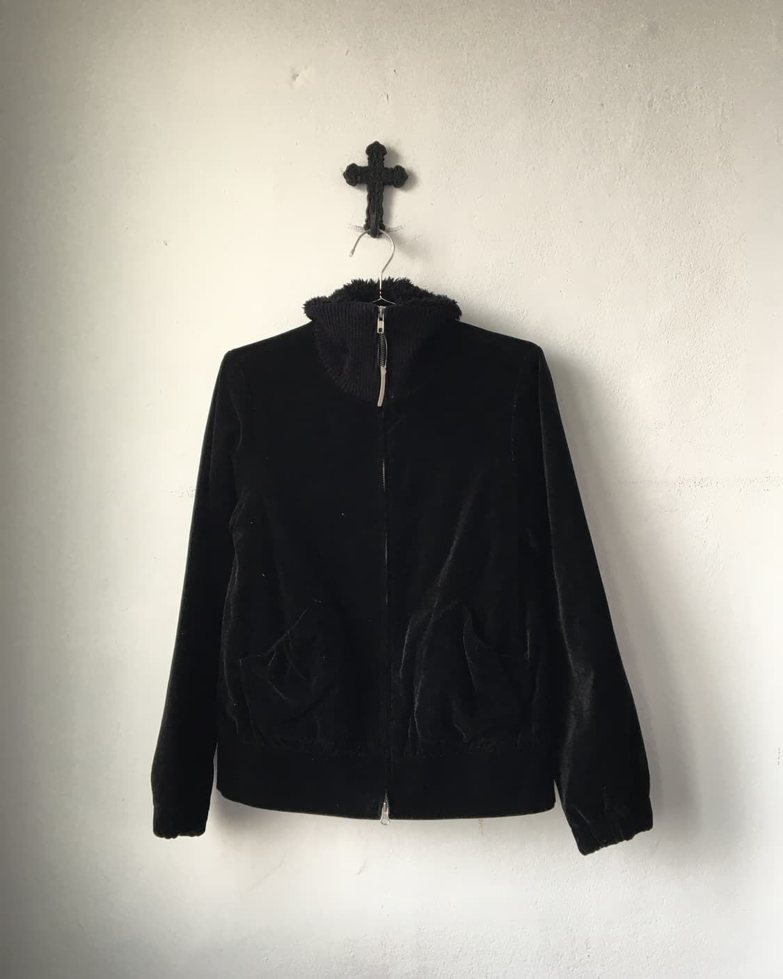 Fur collar velour zip up 상품이미지2
