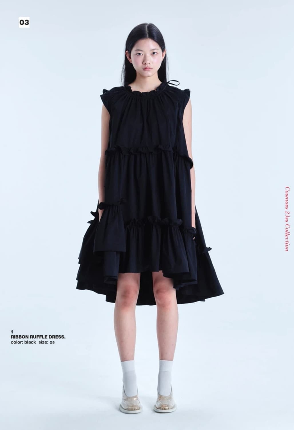코스모스 cosmoss 리본 러플 드레스 상품이미지1