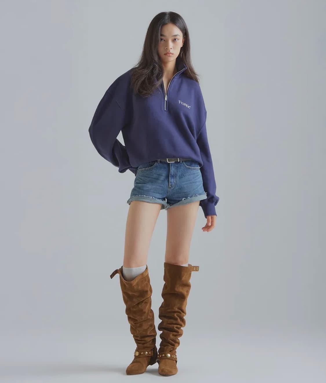 프랜틱서비스 디스트로이드 데님 쇼츠 블루 M 상품이미지1