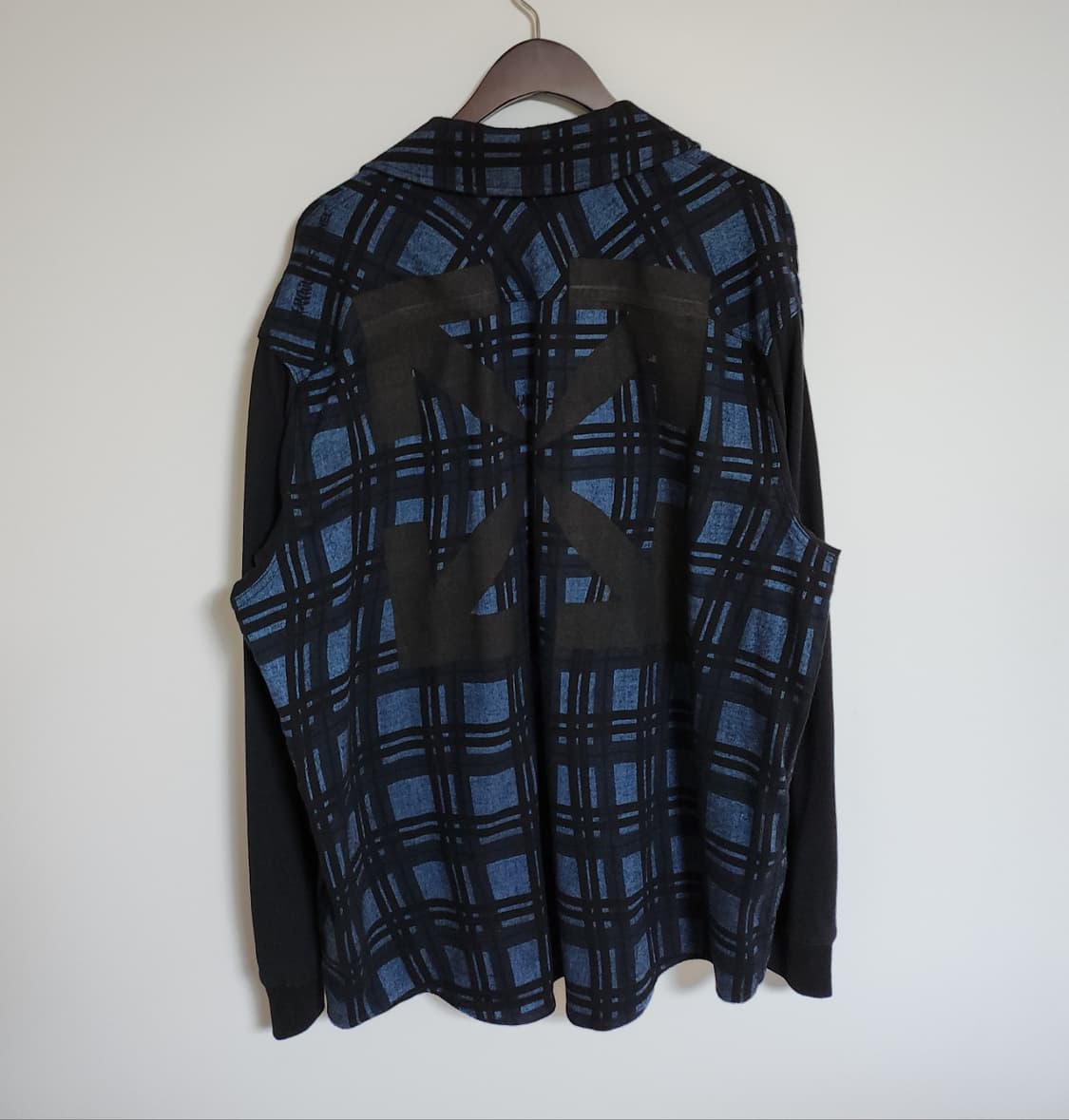 M 오프화이트 블루 슬리브 체크 애로우 남성 셔츠 a133053 상품이미지4