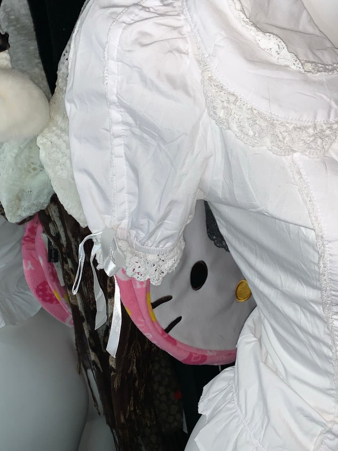 바디라인 로리타 리본 코르셋 퍼프 블라우스 상품이미지2