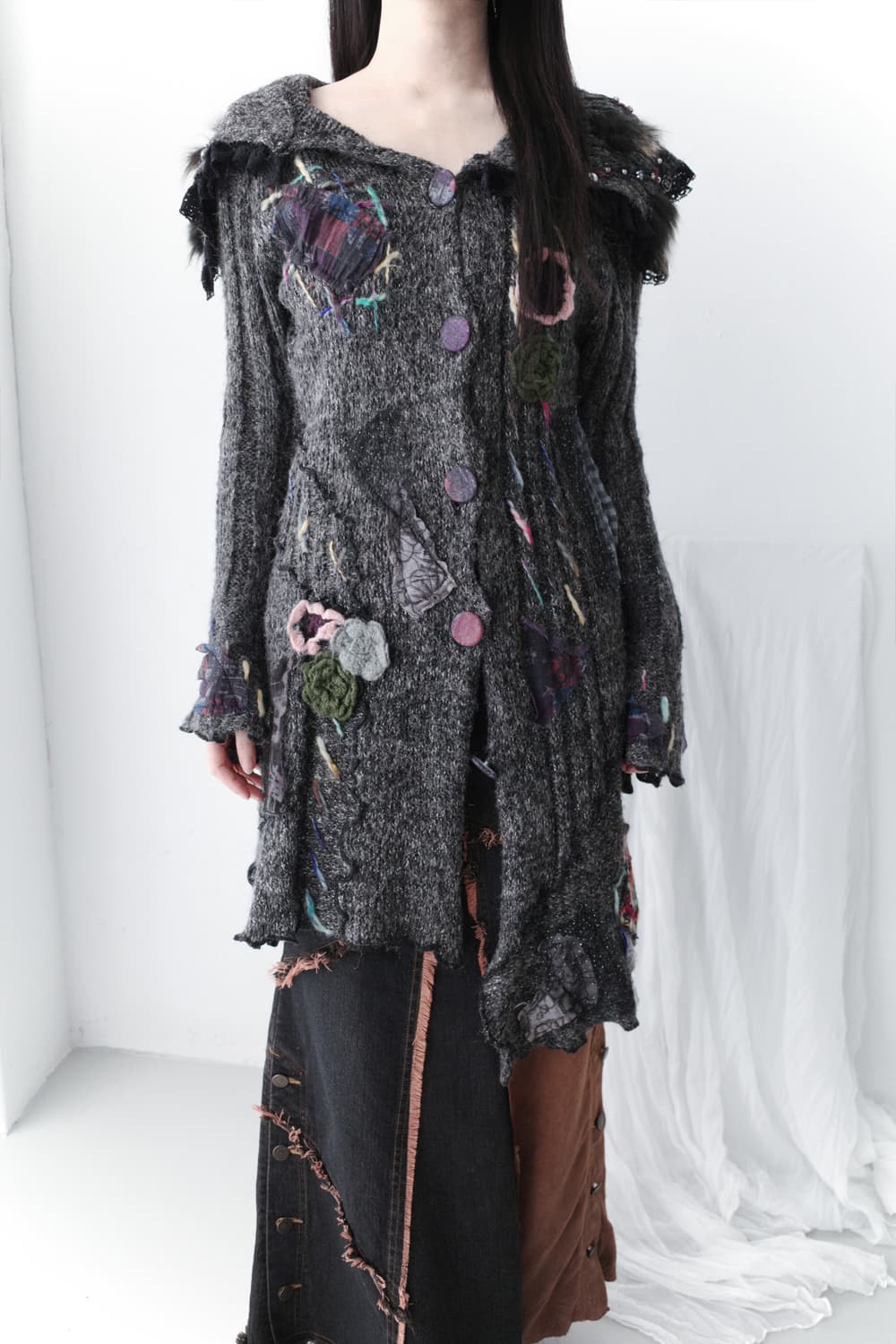 grunge patchwork long cardigun 상품이미지7