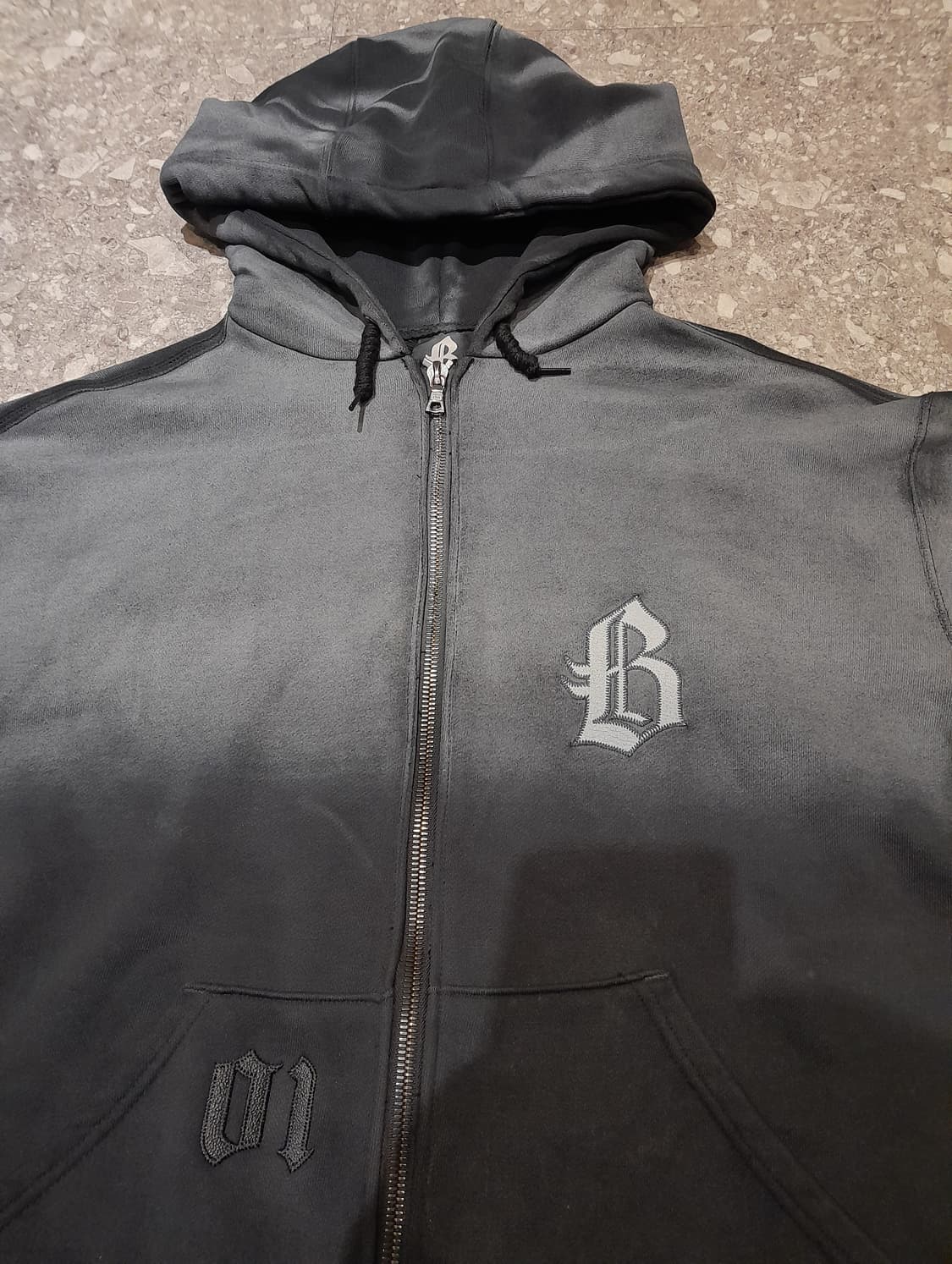 💥블랙아웃 빈티지워싱 그라데이션 집업 후드 (블랙) 상품이미지5