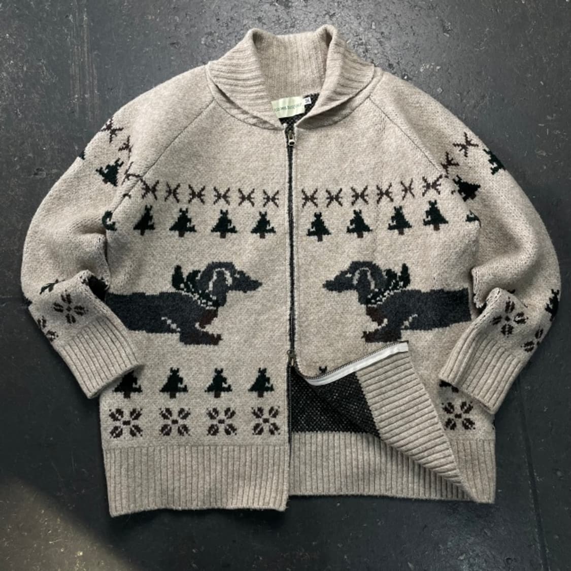 100 곤니치와붕쥬르 애니멀 투웨이 니트집업 상품이미지1