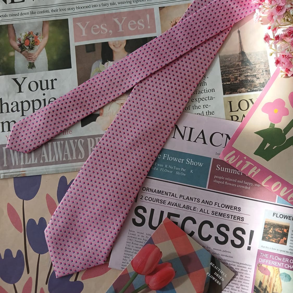 샤를 주르당 실크 마이크로 패턴 슬림 넥타이 8cm A+등급 A19167 상품이미지3