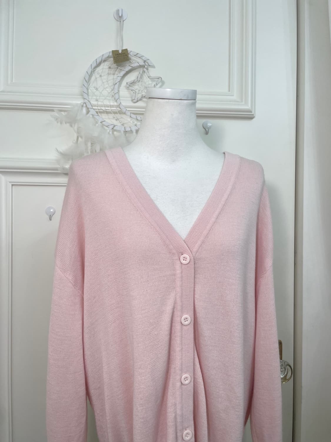 pink v-neck loose cardigan(size-L) 상품이미지5