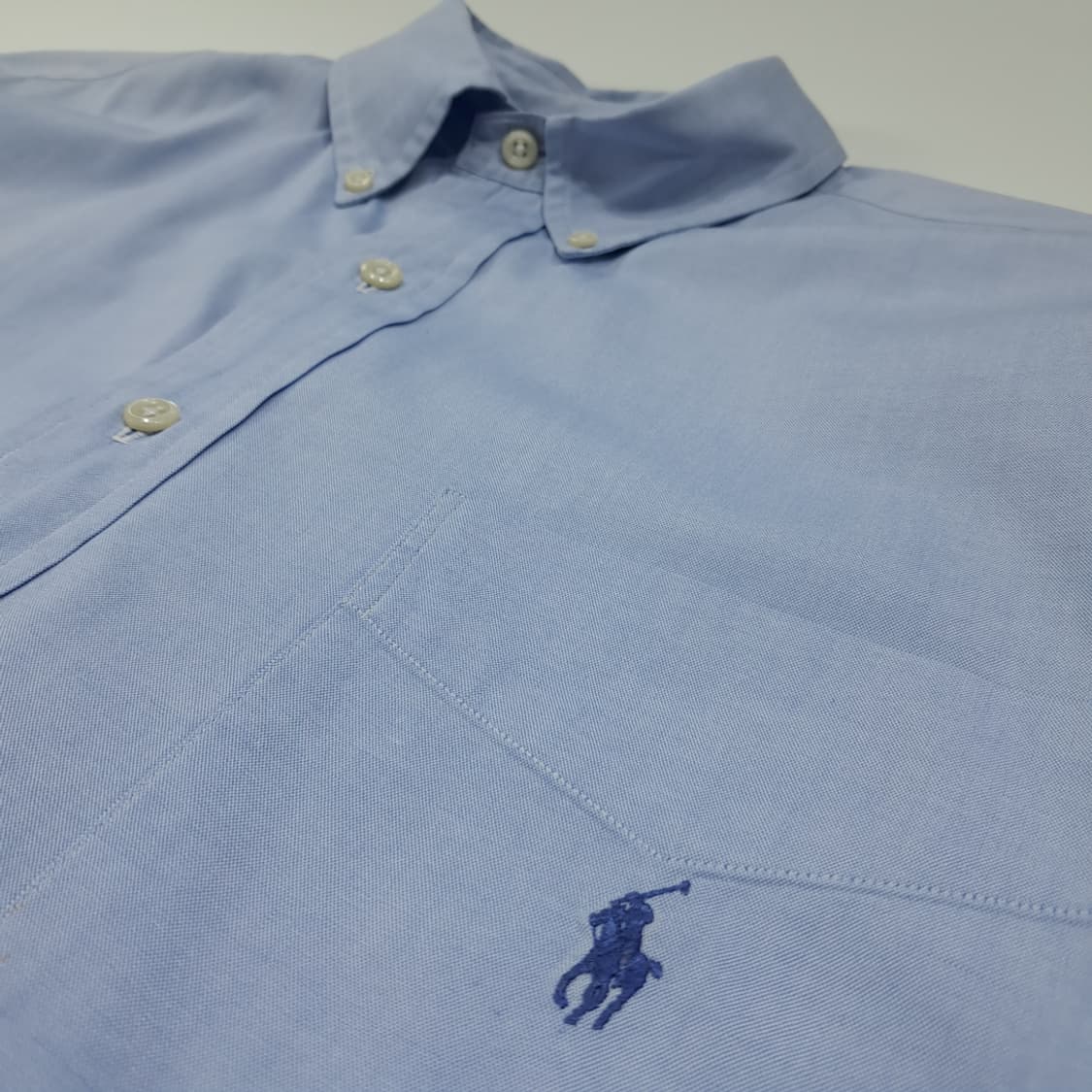 CL241 L 폴로 90s 말레이시아판 옥스포드 라이트블루 셔츠 남방 상품이미지4