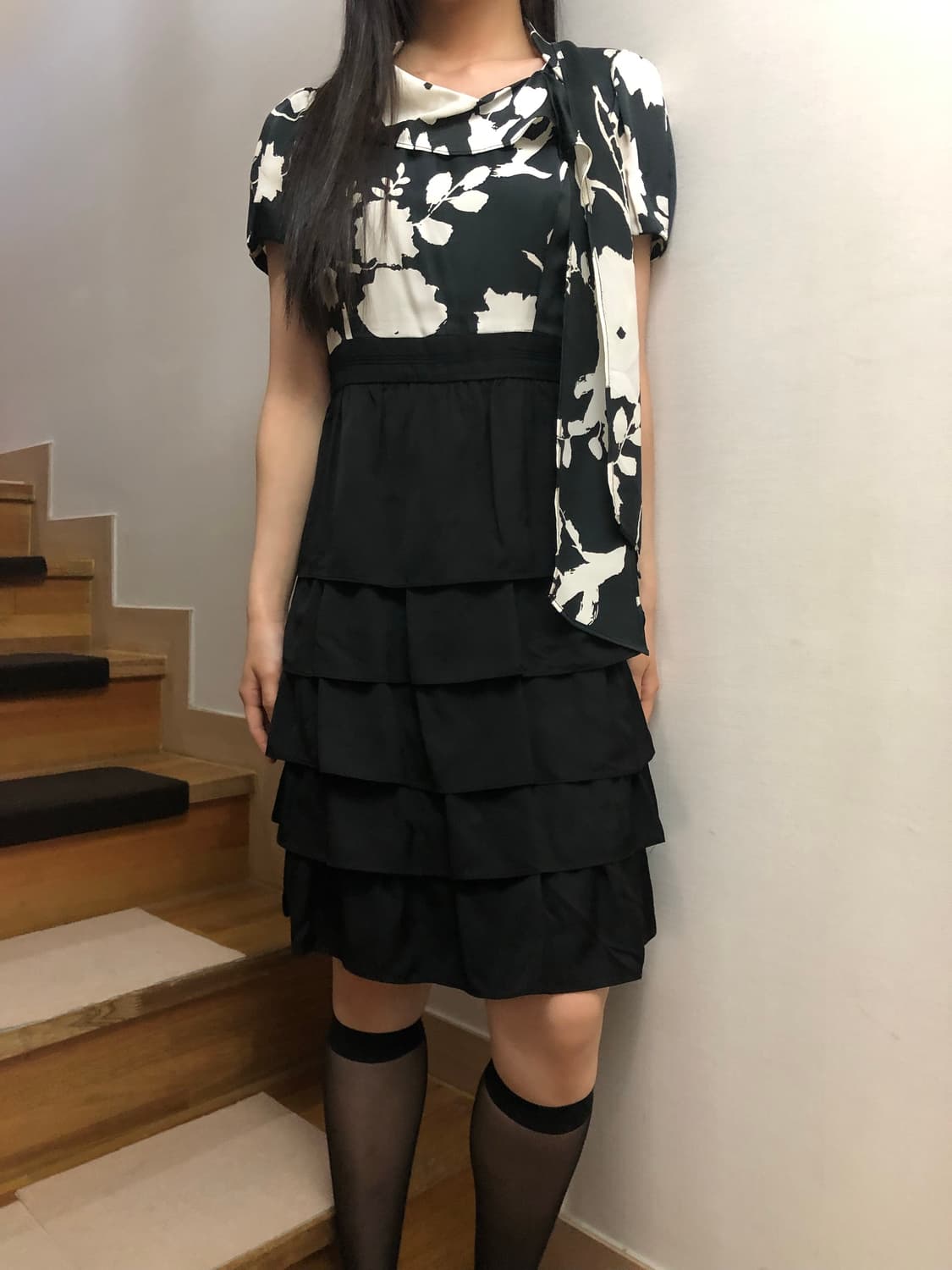 빈티지 블랙 오리엔탈 프릴 원피스 상품이미지1