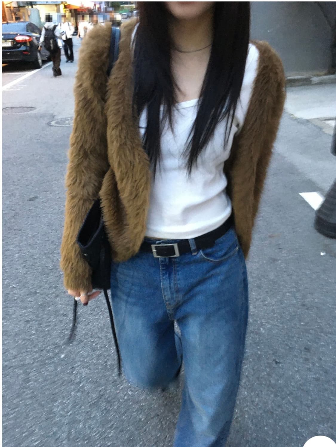 유어즈 yours 루즈핏 태니 퍼 가디건 상품이미지4