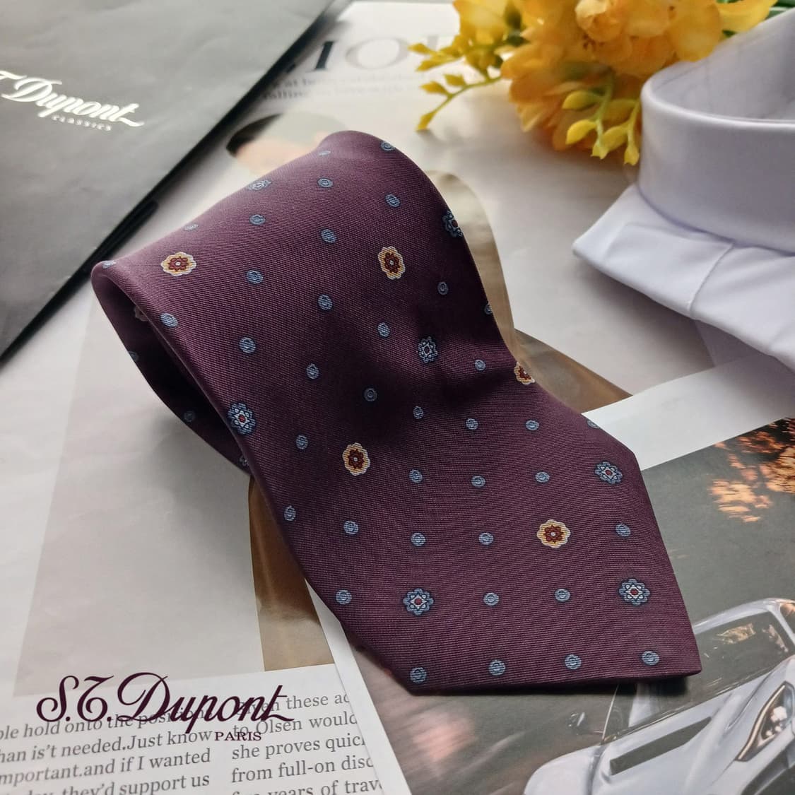 듀퐁 실크 다크 퍼플 도트 넥타이 9.2cm A+등급 A18711
 상품이미지1