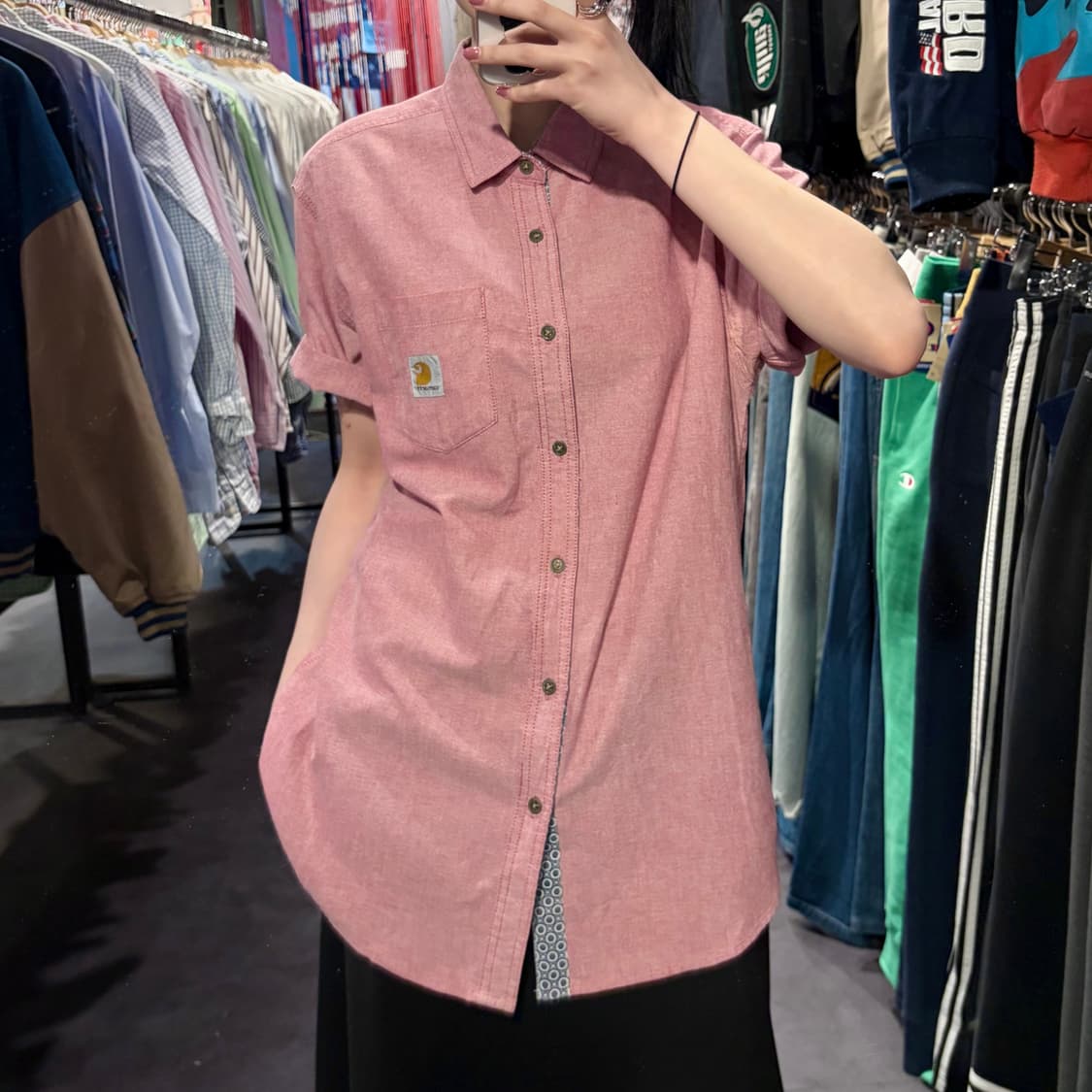 [IM] Carhartt 칼하트 반팔 워크 셔츠 핑크 상품이미지4