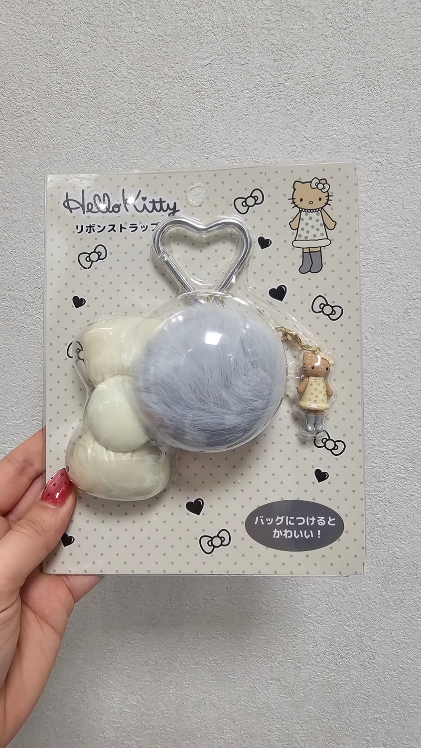 일본정품 롱다리 헬로키티 리본 키링 태닝 회색 상품이미지1