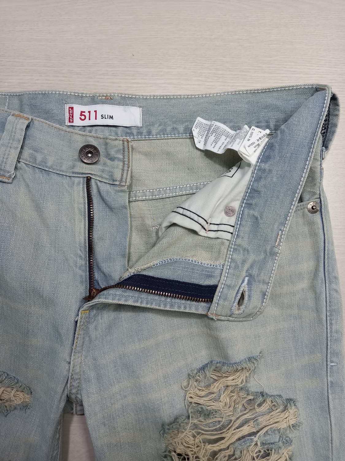 34 리바이스511 데미지워싱 슬림일자 연청 34-547 상품이미지7