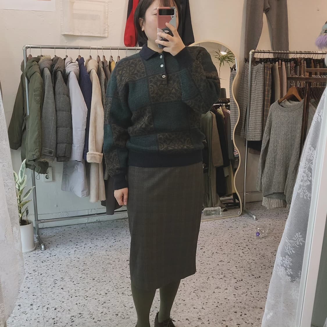 UomoKOSUGI 패턴 울 카라니트 L사이즈 상품이미지9