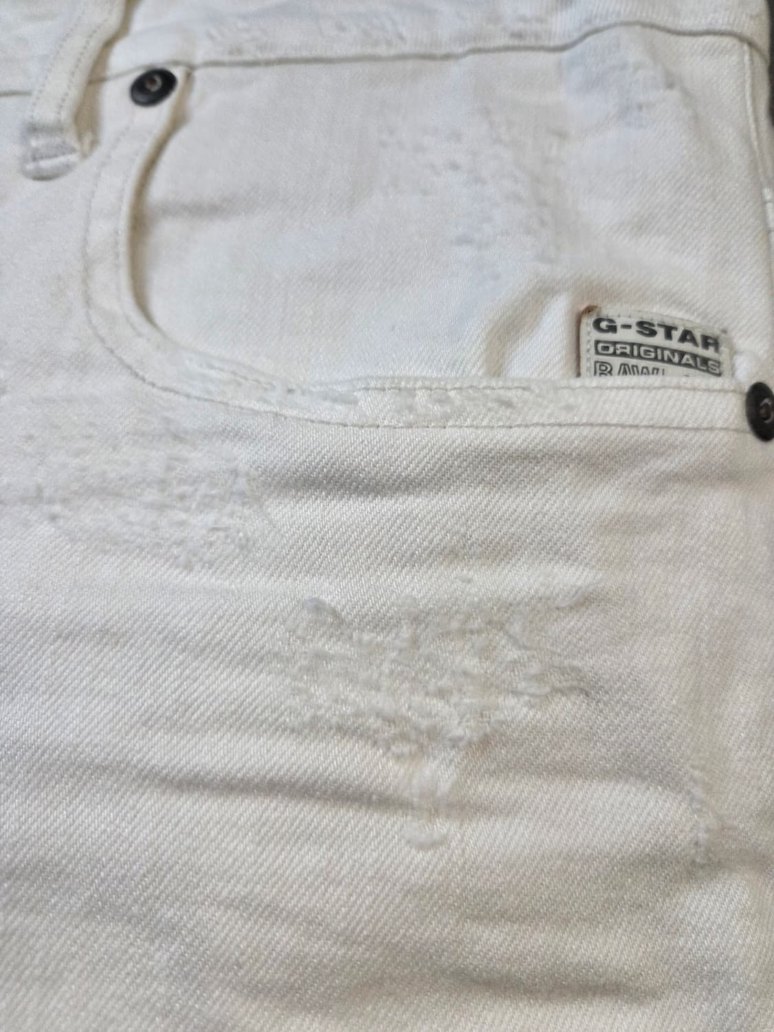 G-Star 화이트 데미지 청바지(W33/L32)남여공용 상품이미지3