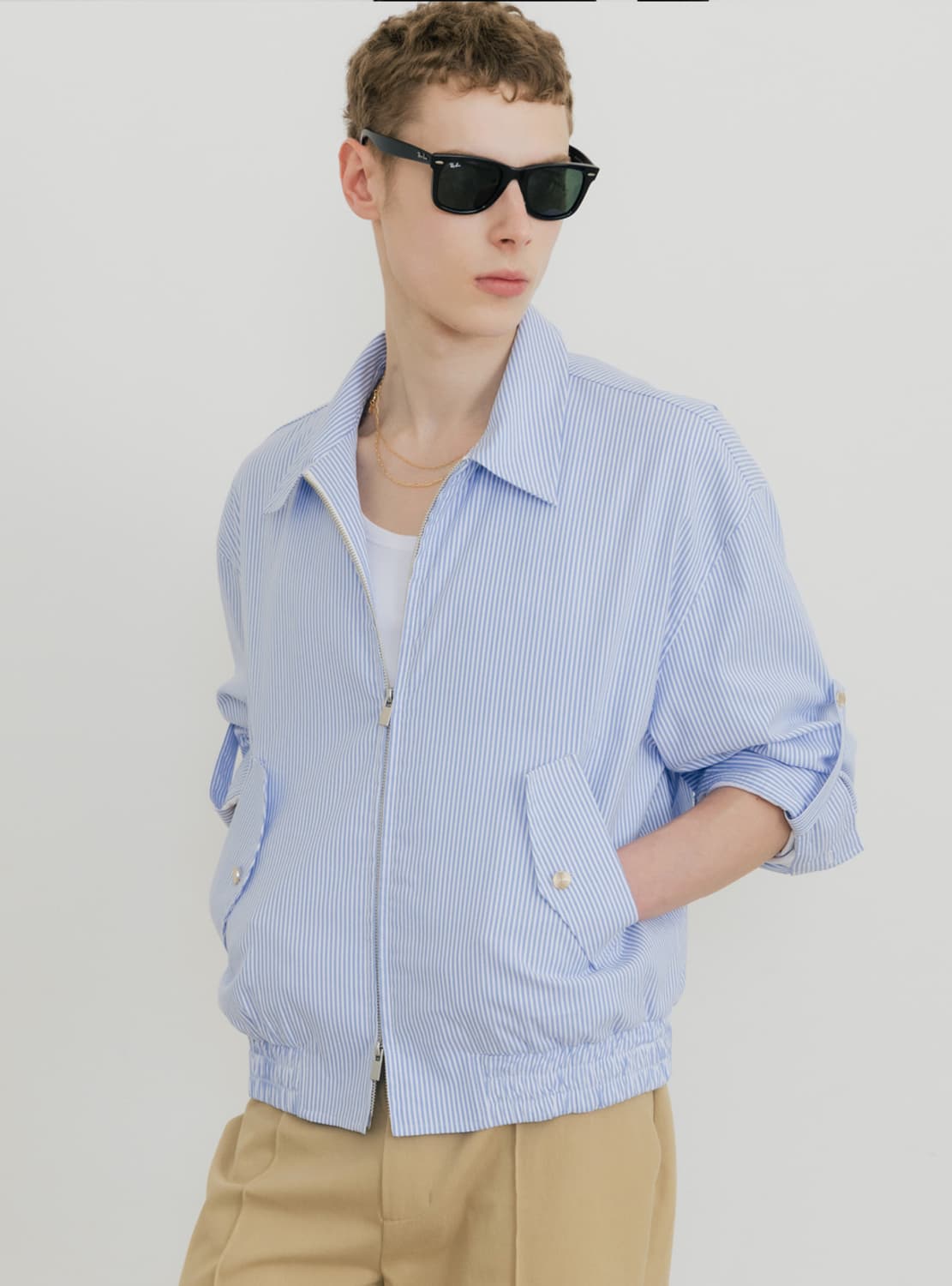 신앤리 크루징 스트라이프 해링턴 자켓 블루 L 상품이미지1