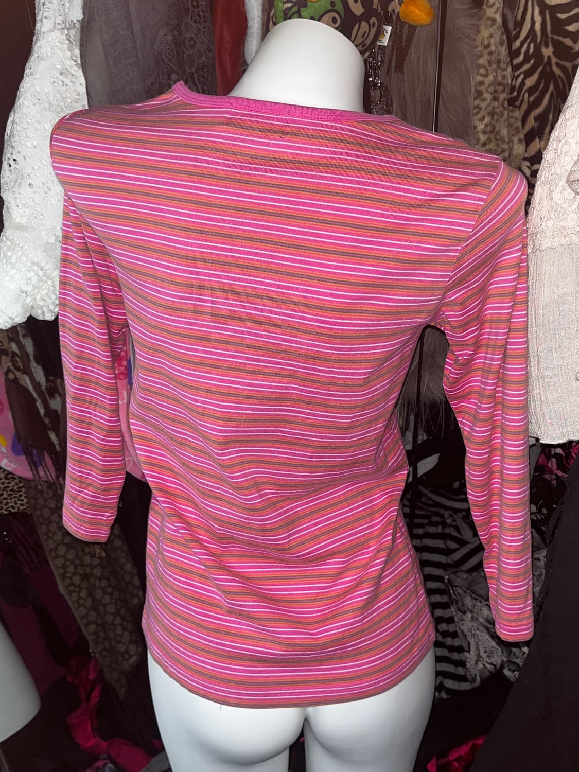 캉골 y2k 단가라 핫핑크 긴팔 상품이미지2