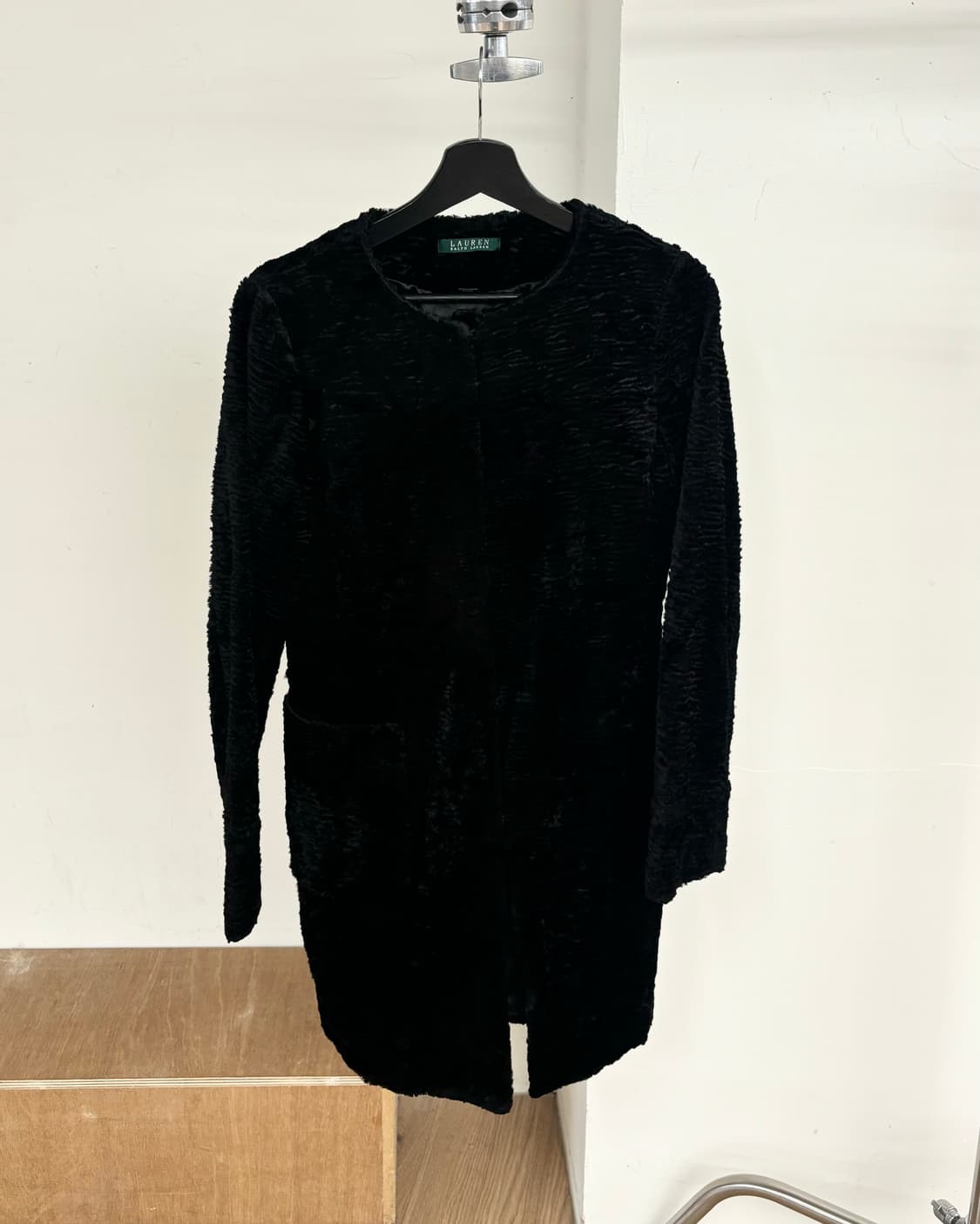 랄프 로렌 블랙 인조 페르시안 램 퍼 칼라리스 롱 원피스 상품이미지1