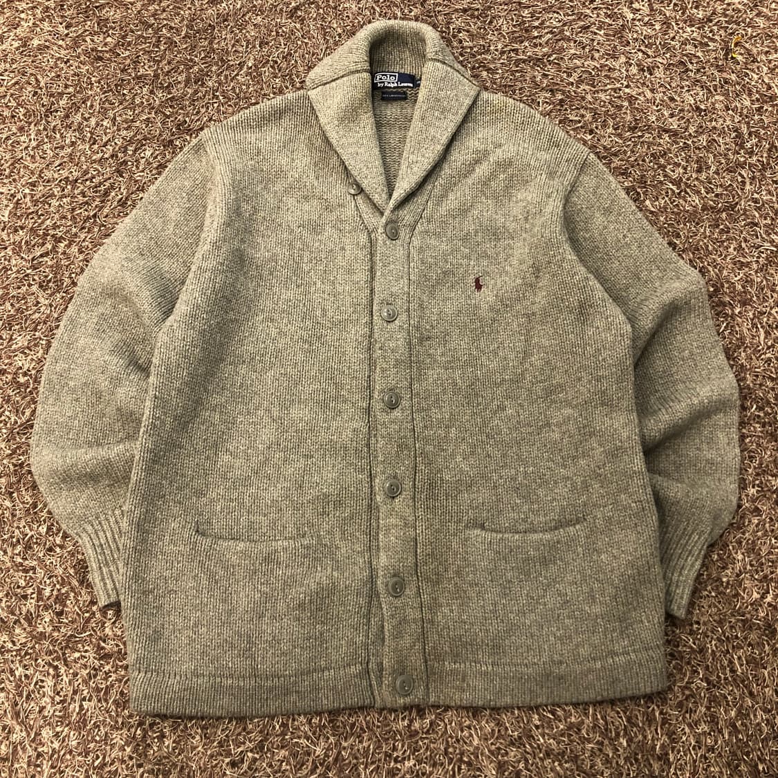 폴로 랄프로렌 램스울 90s 두산 숄카라 가디건 상품이미지1
