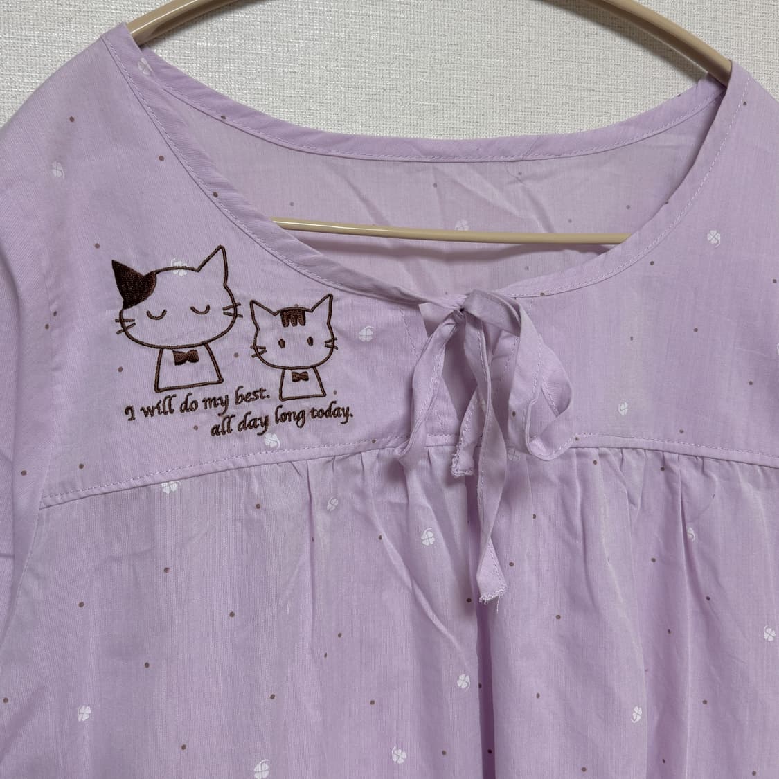 라벤더 고양이 도트 네잎클로버 파자마 모리걸 상품이미지2