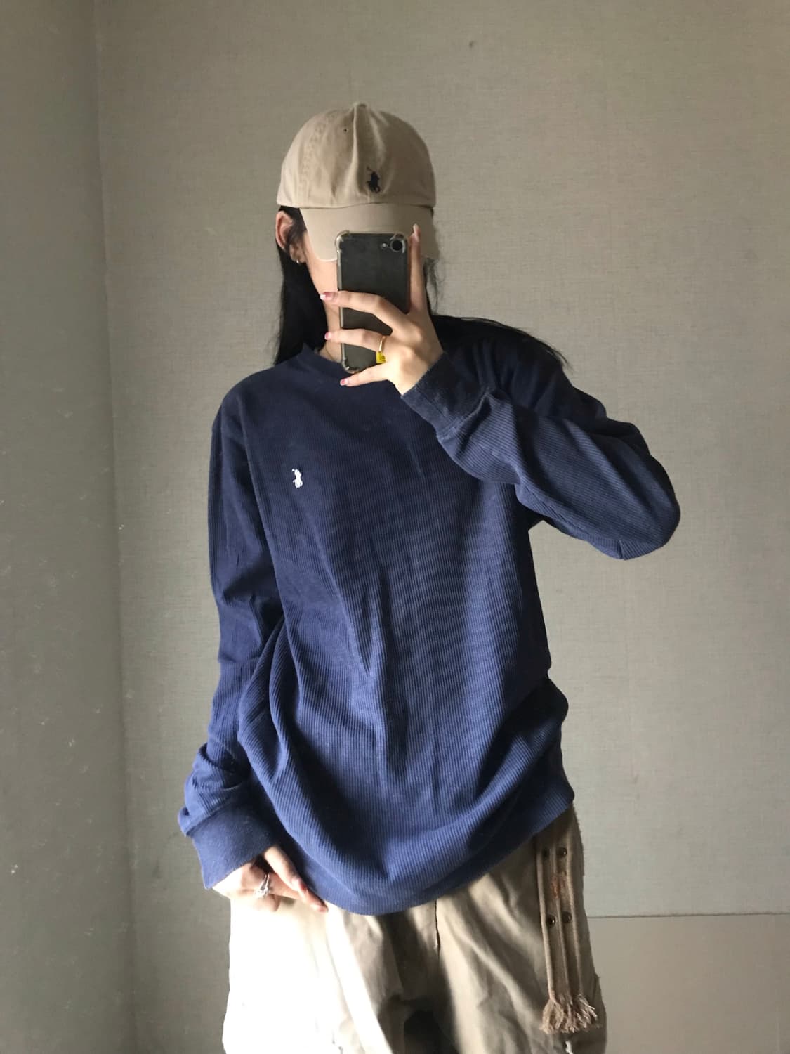 폴로 네이비 와플 롱슬리브 상품이미지1