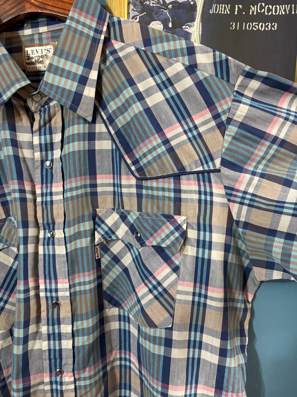 80‘s Levis Check Western  shirt. 상품이미지3