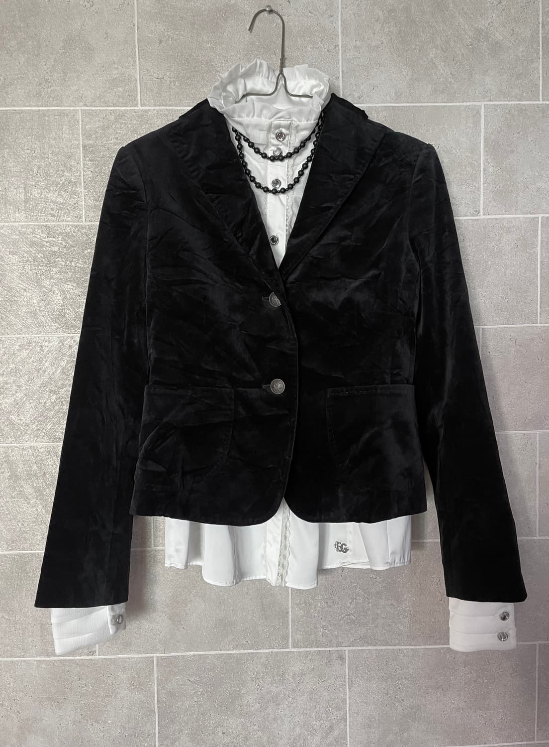 블랙 스웨이드 버튼 자켓 상품이미지1