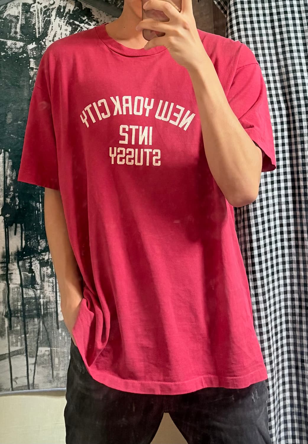 90’s Stussy usa red t-shirt  상품이미지5