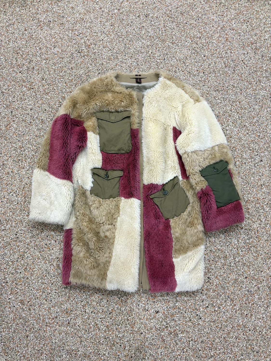 15FW 미하라 야스히로 패치워크 퍼 코트 자켓 상품이미지1