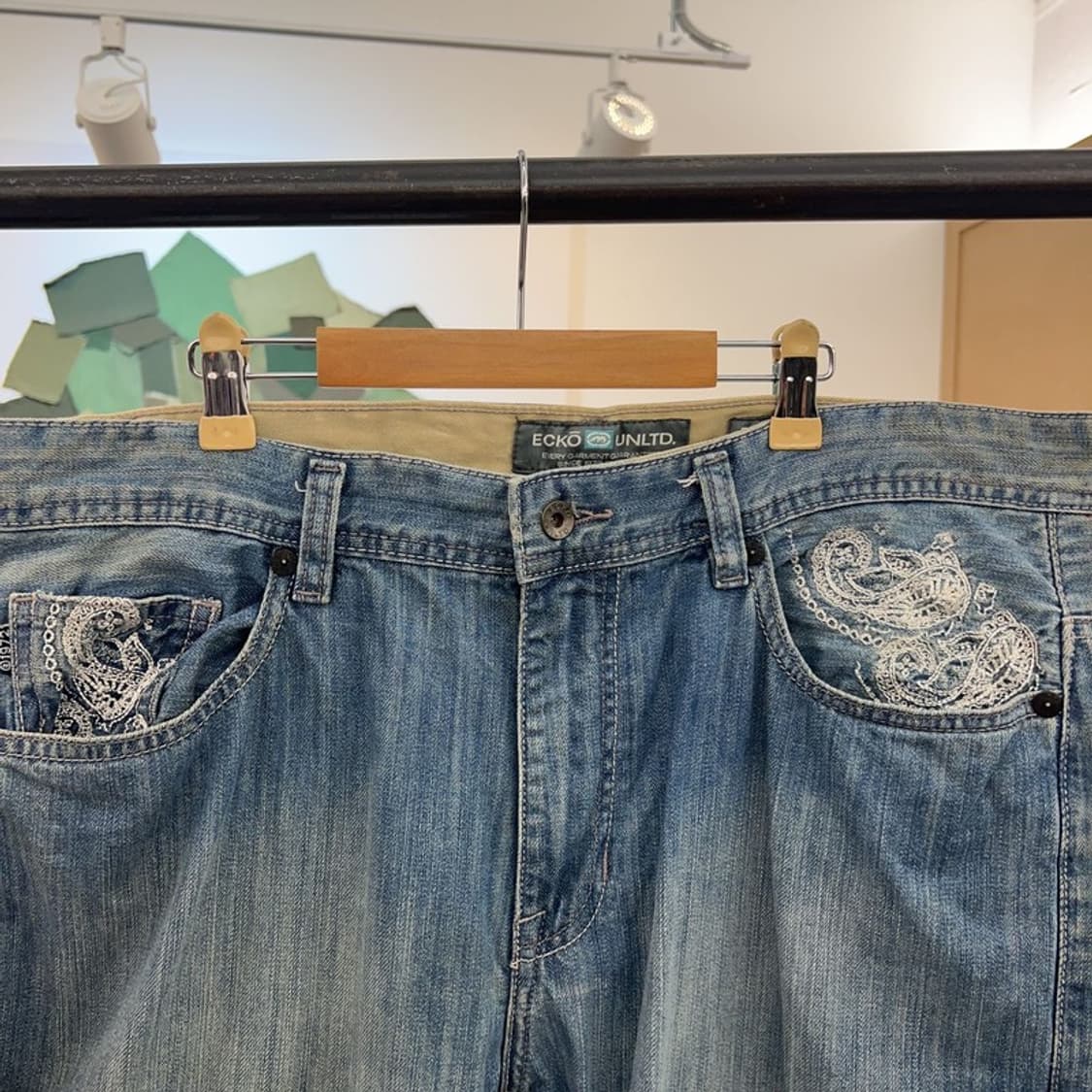에코 ECKO 빈티지 올드스쿨 자수 데님팬츠 청바지 36인치 C04879 상품이미지6