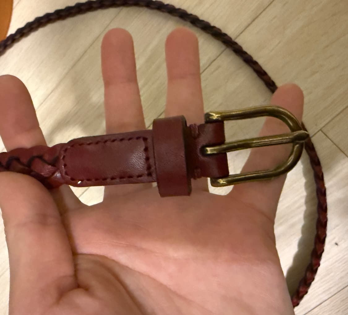 유니클로 레더꽈배기벨크 레드가죽 상품이미지3