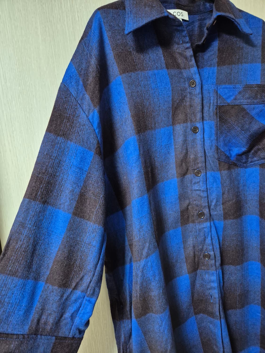 코스 COS 신형 체크 셔츠 울 블랜드 롱남방  M 상품이미지4