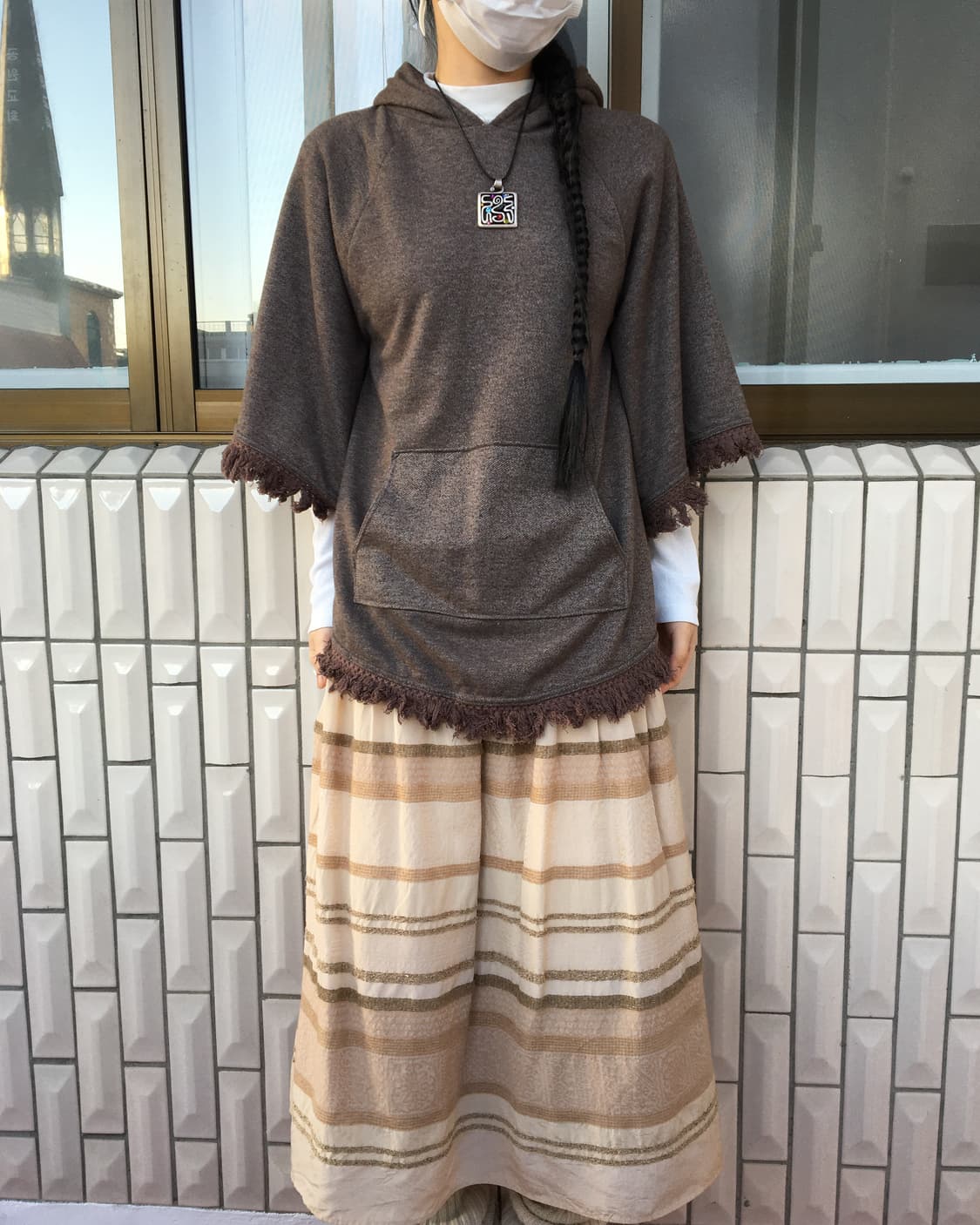 Fringe hood cape 상품이미지7