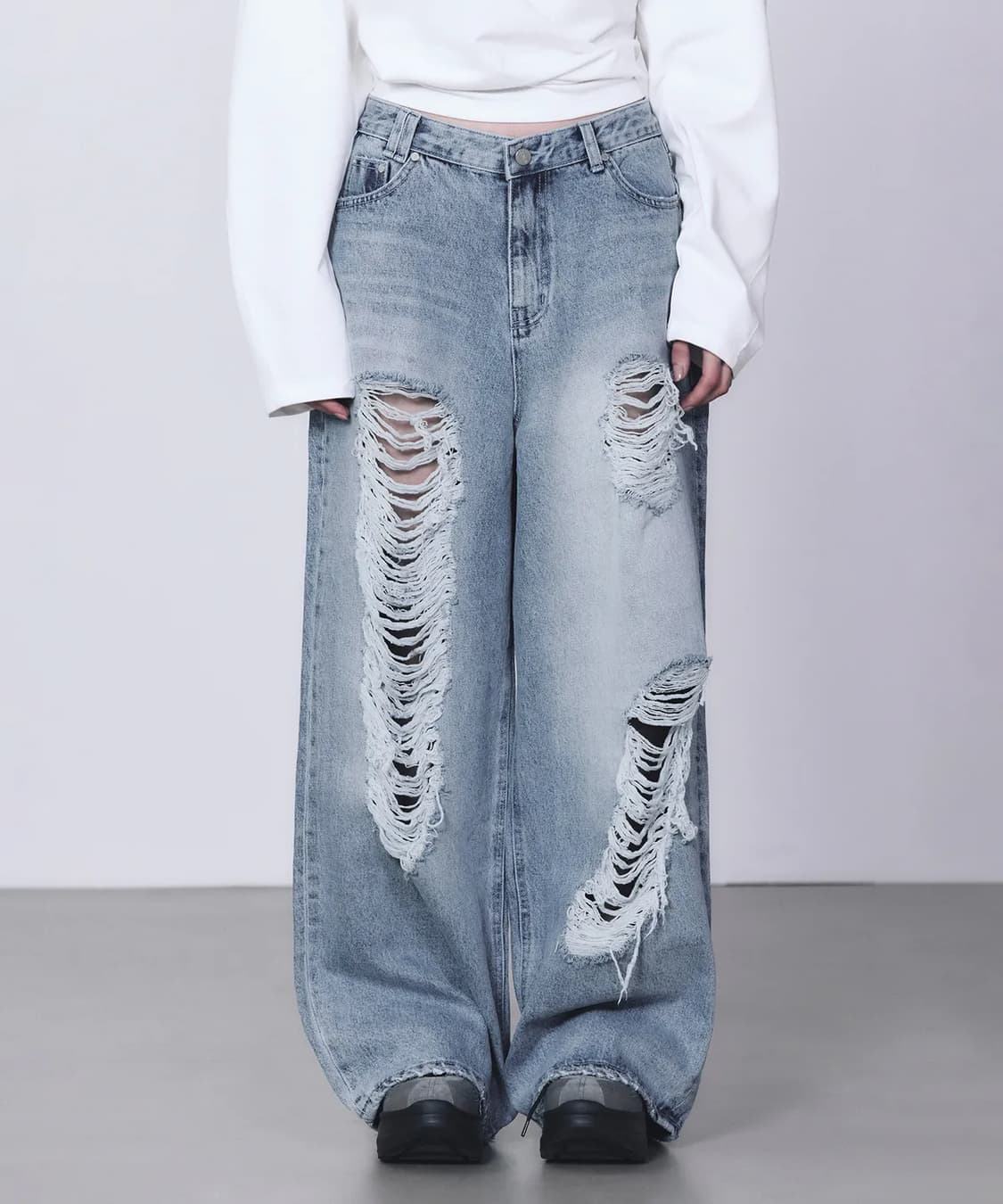 트리밍버드 스크래치 대미지 데님 블루 상품이미지1