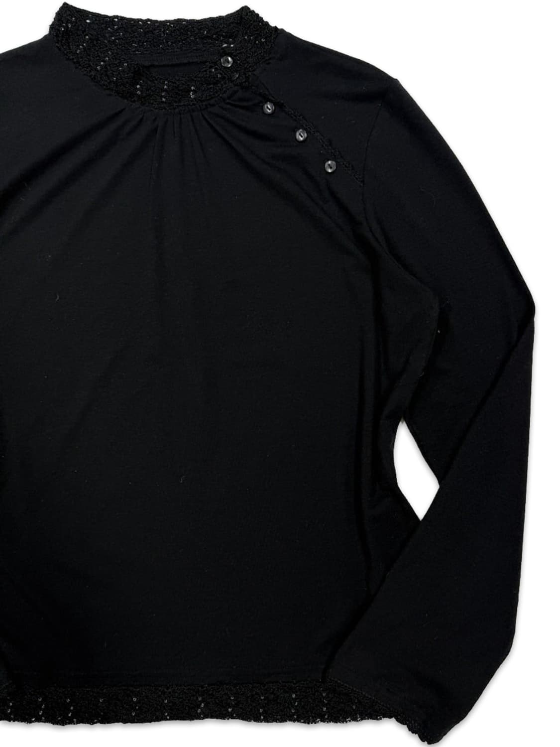 빈티지 블랙 비즈 어깨 단추 긴팔티 상품이미지2
