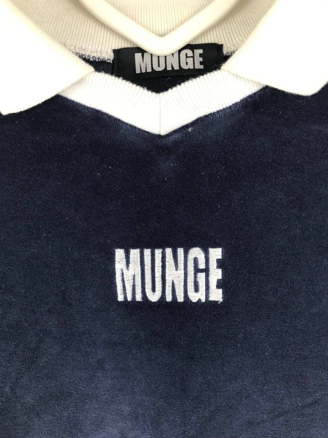 munge 벨벳맨투맨 원피스 네이비블록코어 y2k 올드스쿨져지스포티빈티지 상품이미지4