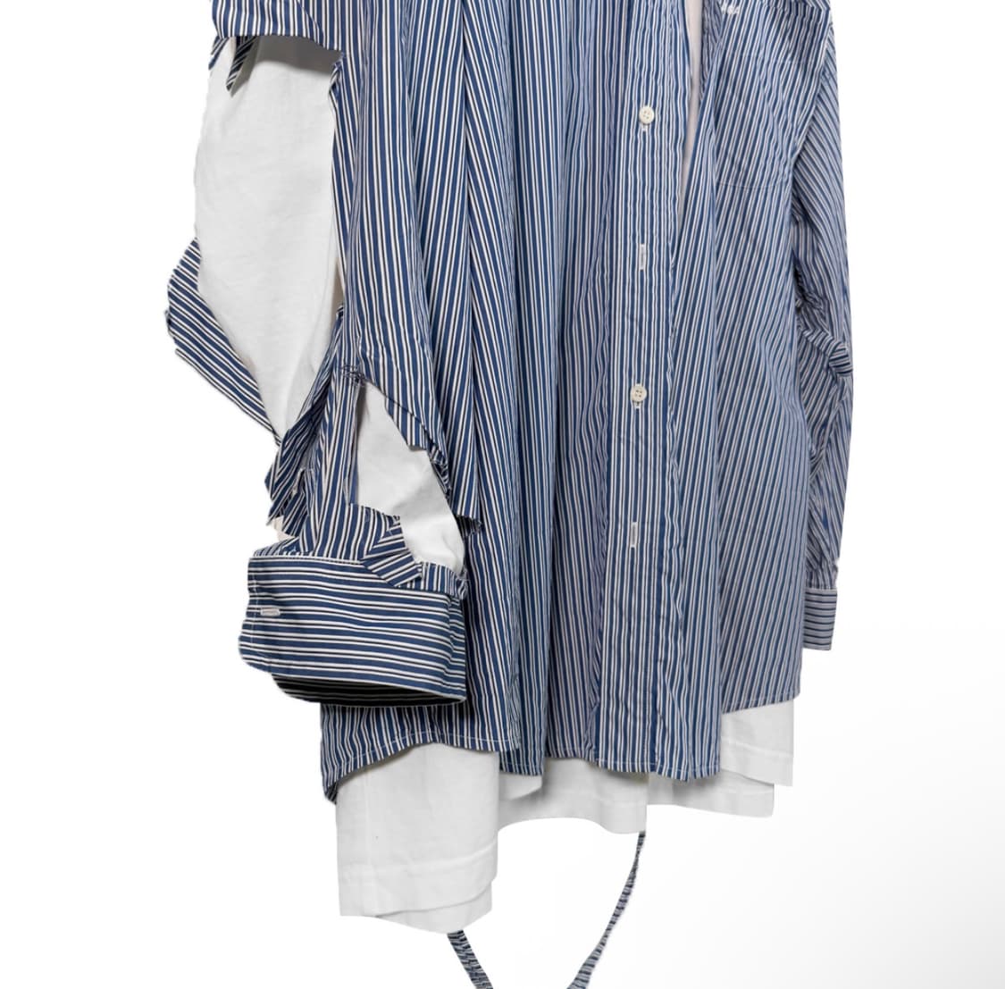 [36] 발렌시아가 21fw 스트라이프 컷아웃 디스트로이드 셔츠 블루 상품이미지6