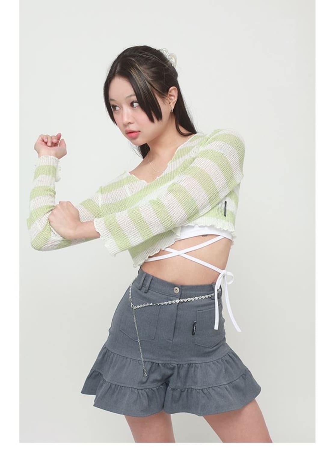 어글리쉐도우 레트로 스커트 그레이 (S) y2k 긱시크 갸루 빈티지 치마 상품이미지5