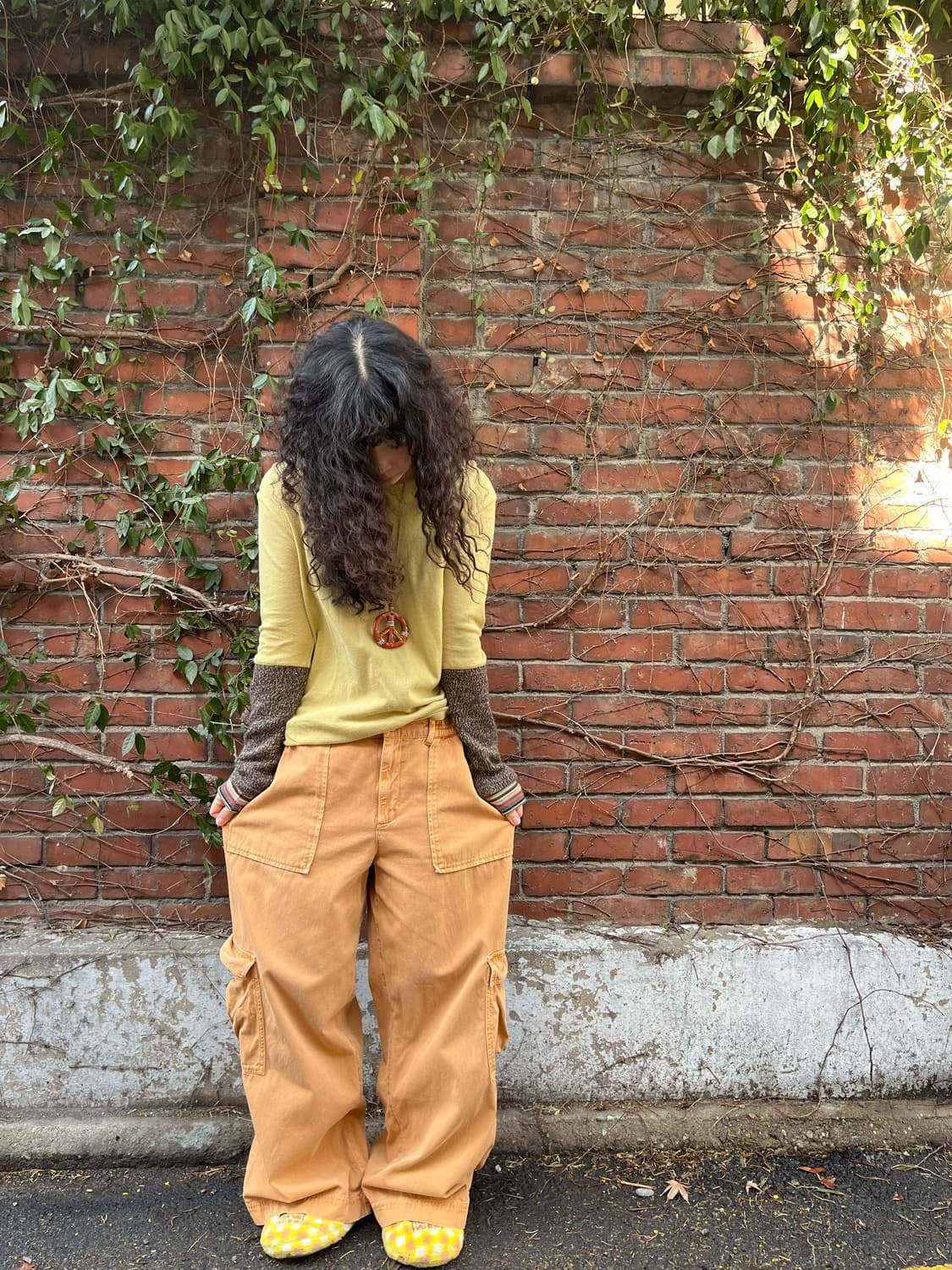 오렌지 브라운 와이드 카고 팬츠 상품이미지3