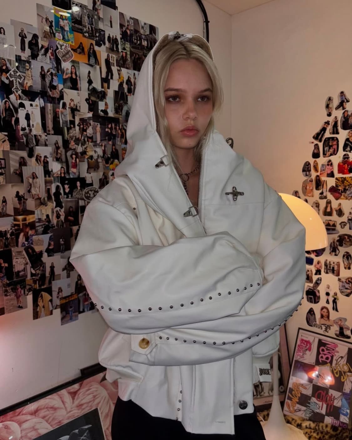 YEEL FOLD OUT HOODIE SHAWL FUR JACKET 상품이미지1