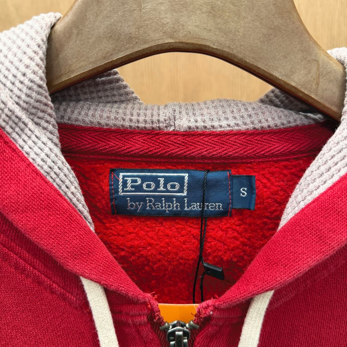 폴로 랄프 로렌 후드 집업 로고 패치 배색 후드 디테일 레귤러핏 레드 상품이미지7