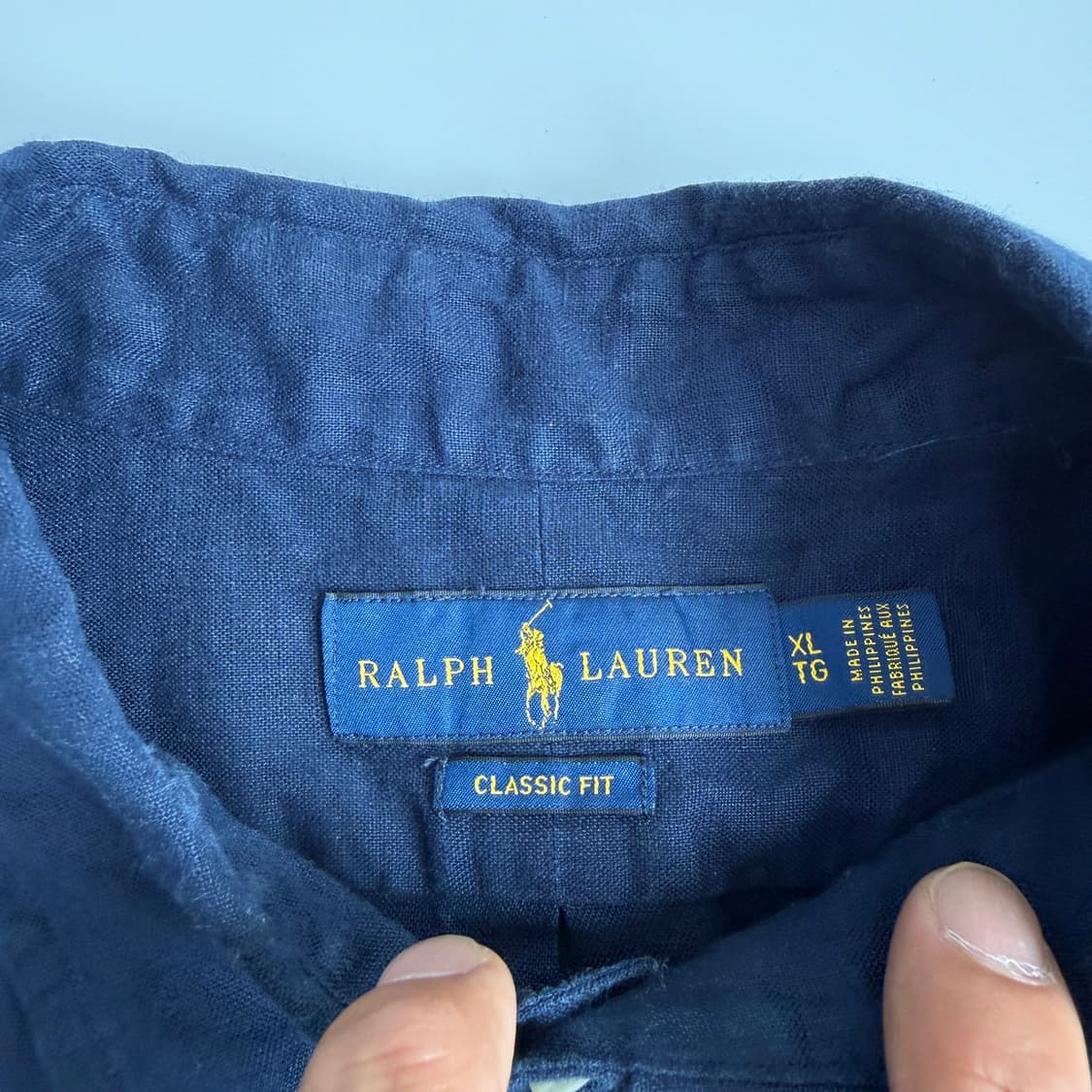 Polo  폴로 랄프로렌 자수 린넨 네이비  반팔 셔츠  상품이미지4