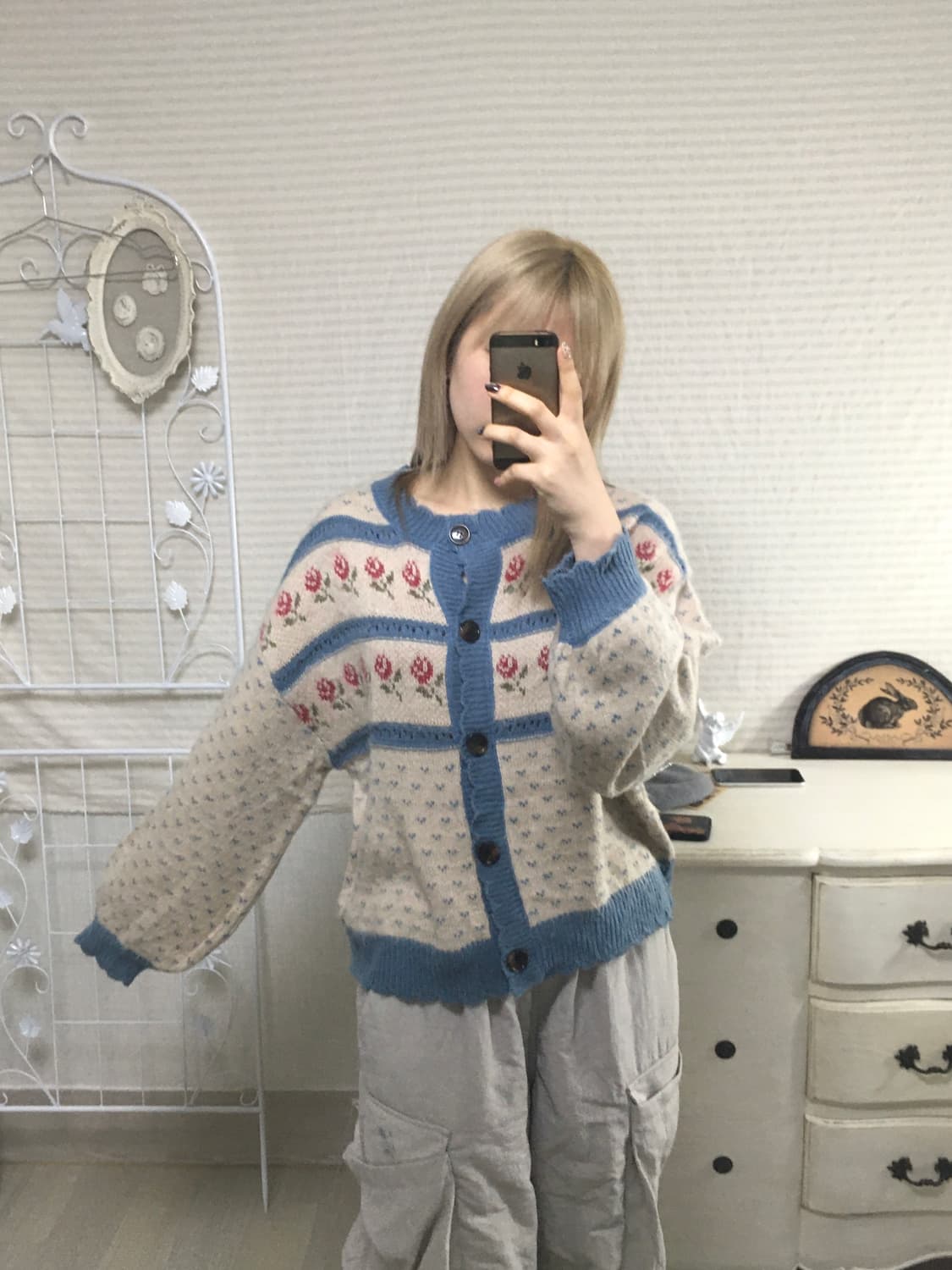 빈티지 플라워 패턴 가디건 상품이미지3