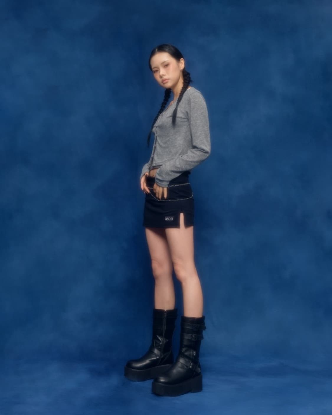 애즈온 MAYA MIDI BUCKLE BOOTS / BLACK 상품이미지2