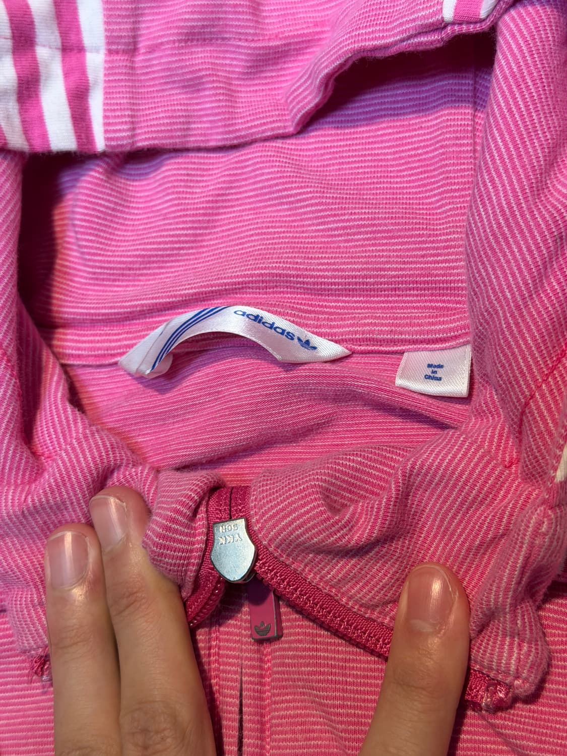 00s 아디다스 스트라이프 핑크 리본 후드집업 상품이미지4