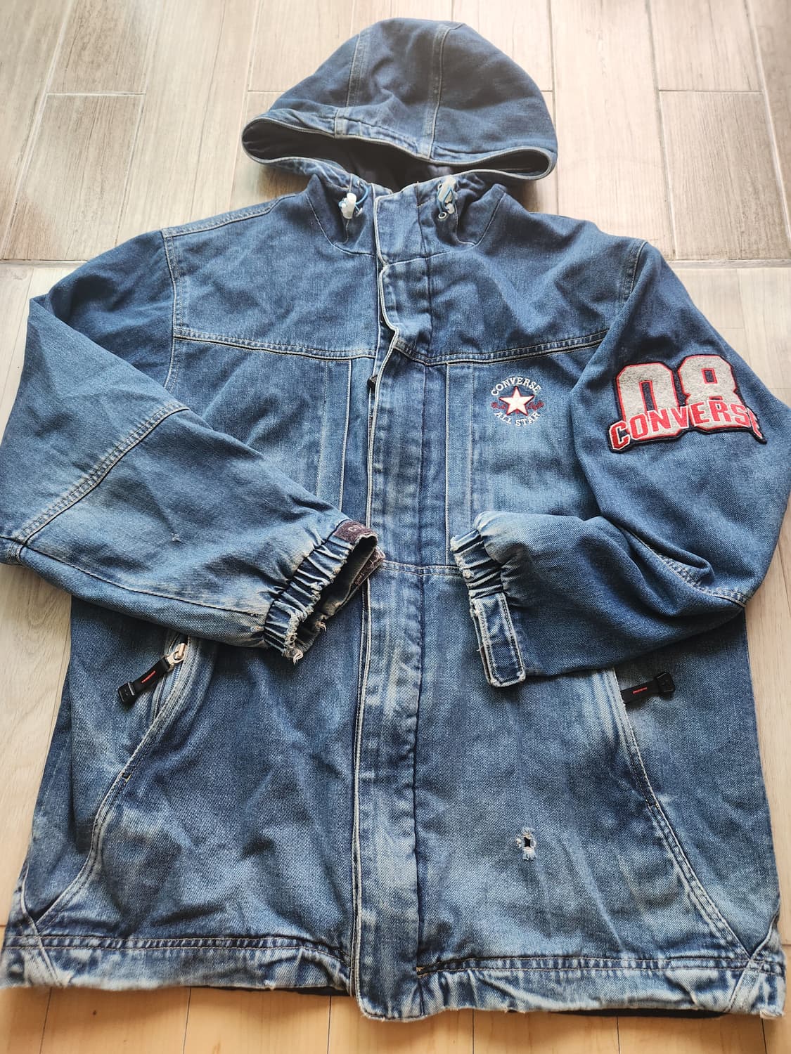 90s 컨버스 올스타 데님 후드 자켓 95(M정도) 상품이미지1