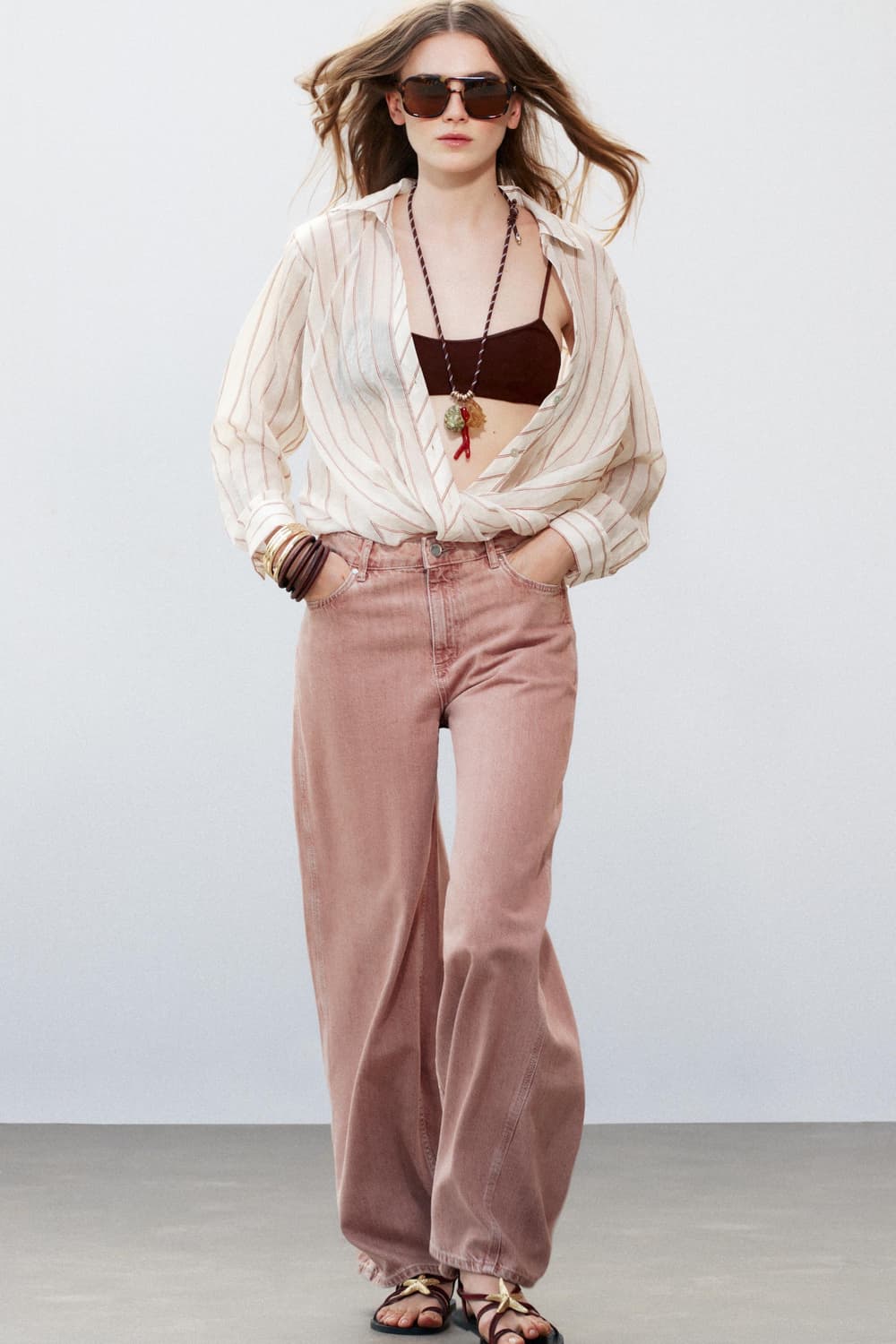 ZARA 자라 와이드 레그 미드라이즈 데님진 상품이미지1
