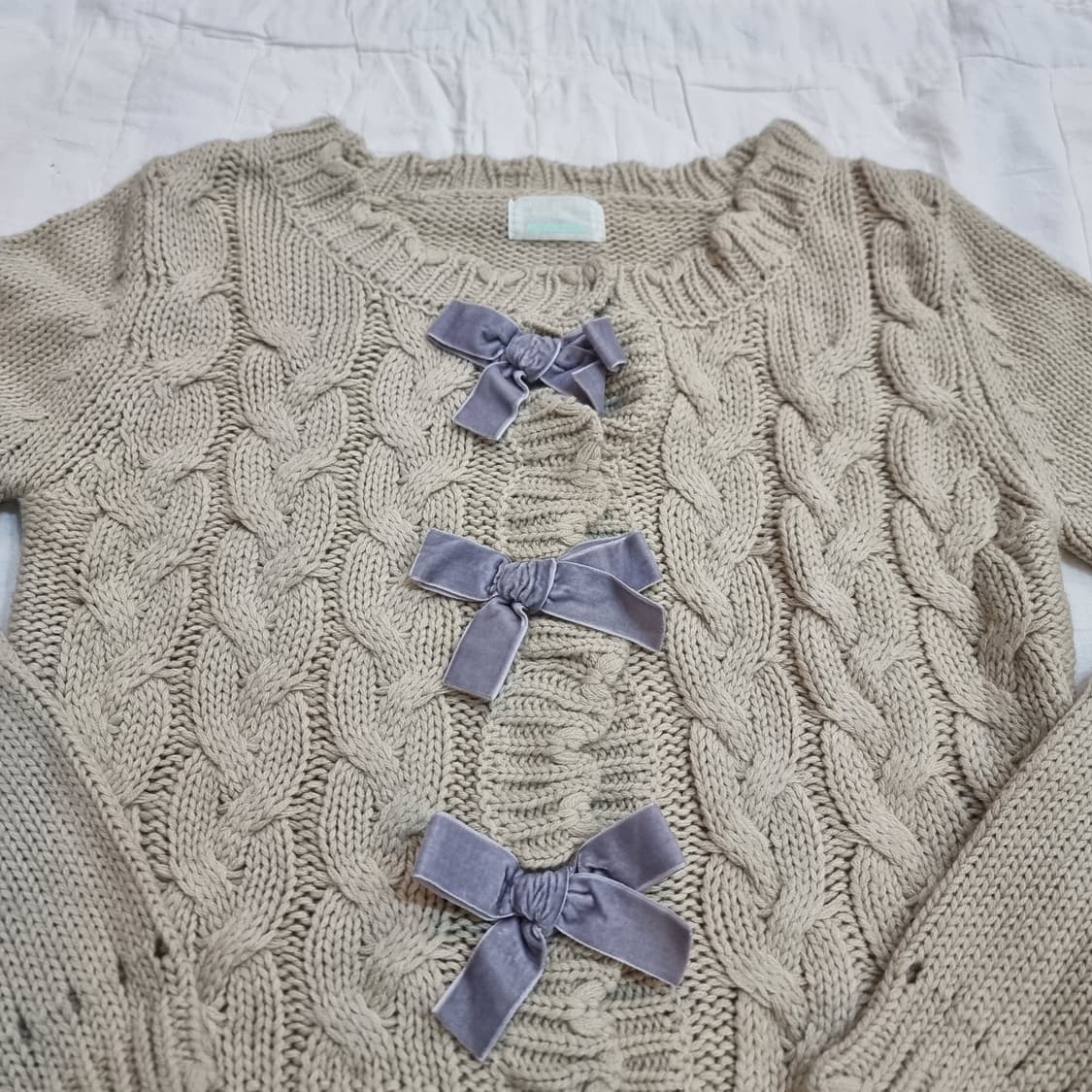 벨벳 리본 꽈배기 가디건 상품이미지2